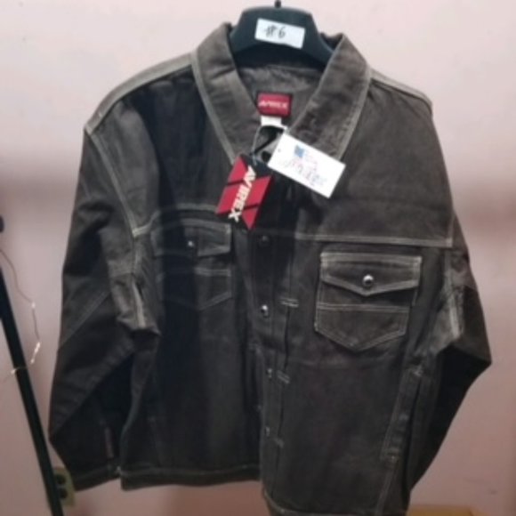 Mens Avirex USA Brown Denim Silver Button Down Jacket. Size 3X  Pockets 3X NWT - Picture 2 of 14